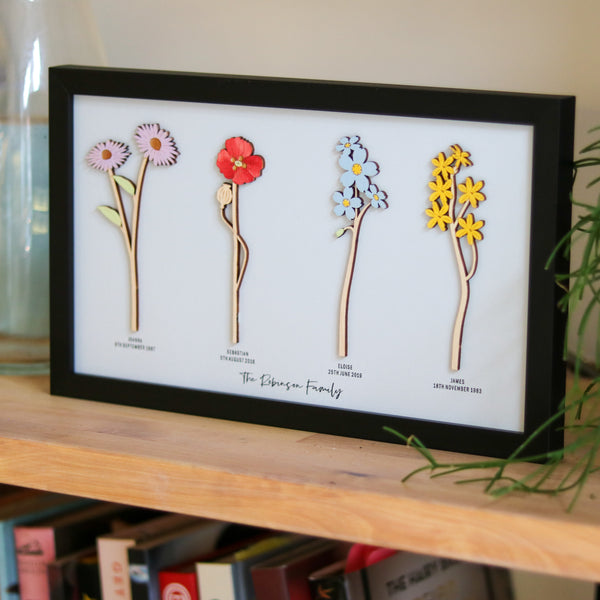 Framed Personalised Family Birth Flowers