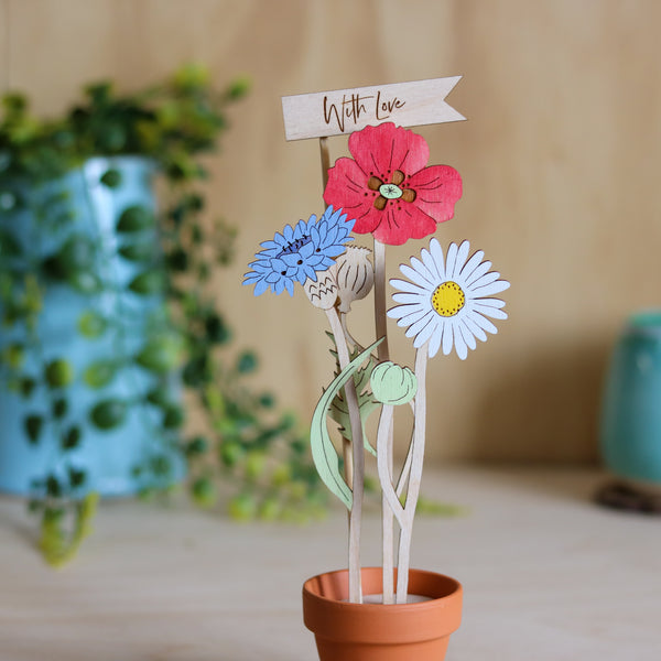 Trio of British Blooms in a Terracotta Pot