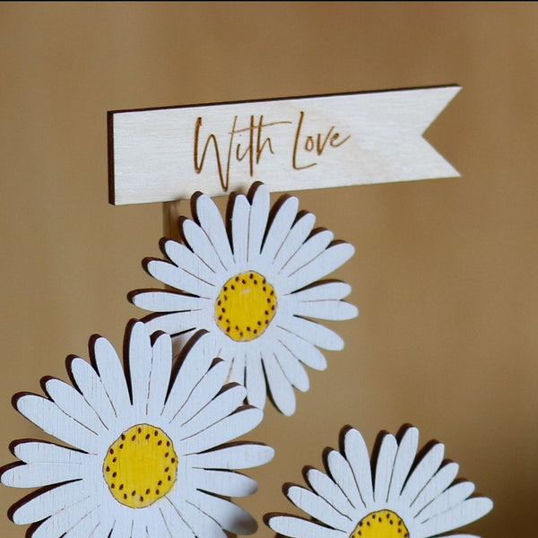Three Daisy Stems in a Terracotta Pot