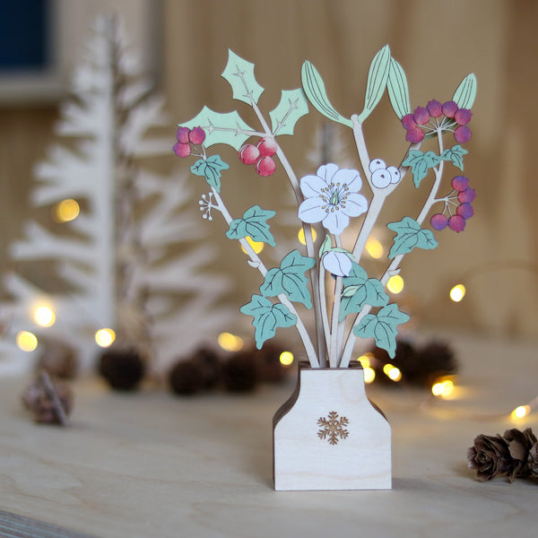 Personalised Christmas Flowers in its own wooden Pot