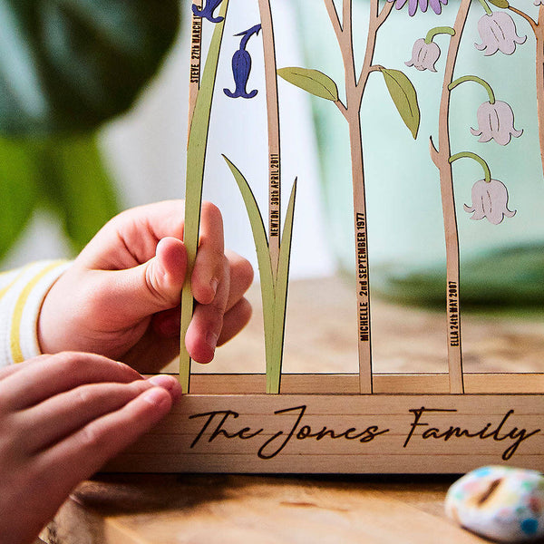 Betsy & Els Wooden Personalised Family Birth Flowers