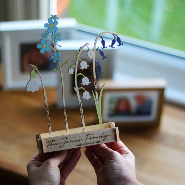 Betsy & Els Wooden Personalised Family Birth Flowers