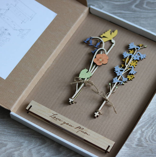 Betsy & Els Wooden Personalised Family Birth Flowers