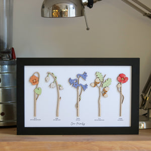 Framed Personalised Family Birth Flowers