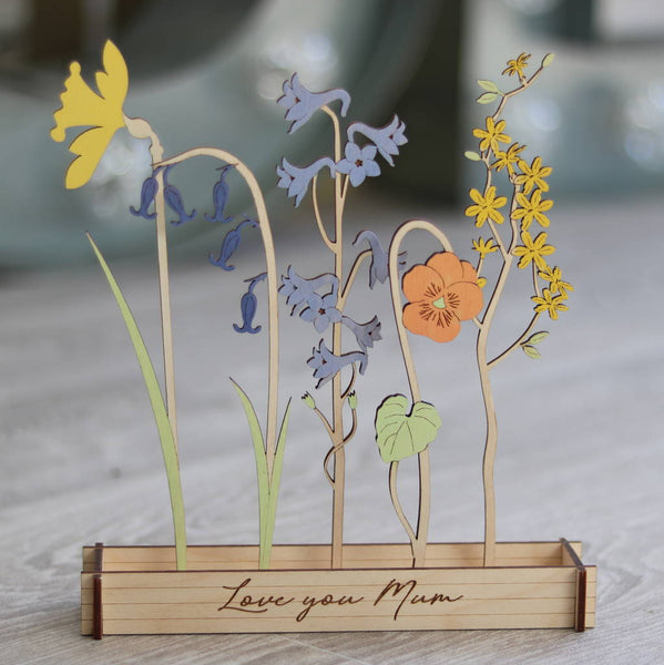 Betsy & Els Wooden Personalised Family Birth Flowers